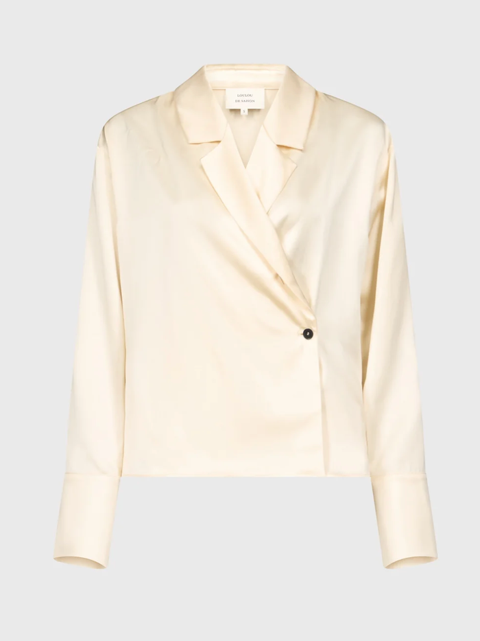 Loulou De Saison Blouse Persia Satin Blouse, Ivory Soho-Boutique