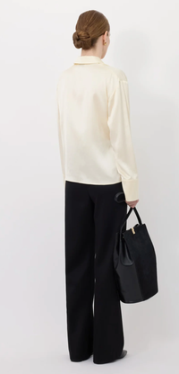 Loulou De Saison Blouse Persia Satin Blouse, Ivory Soho-Boutique