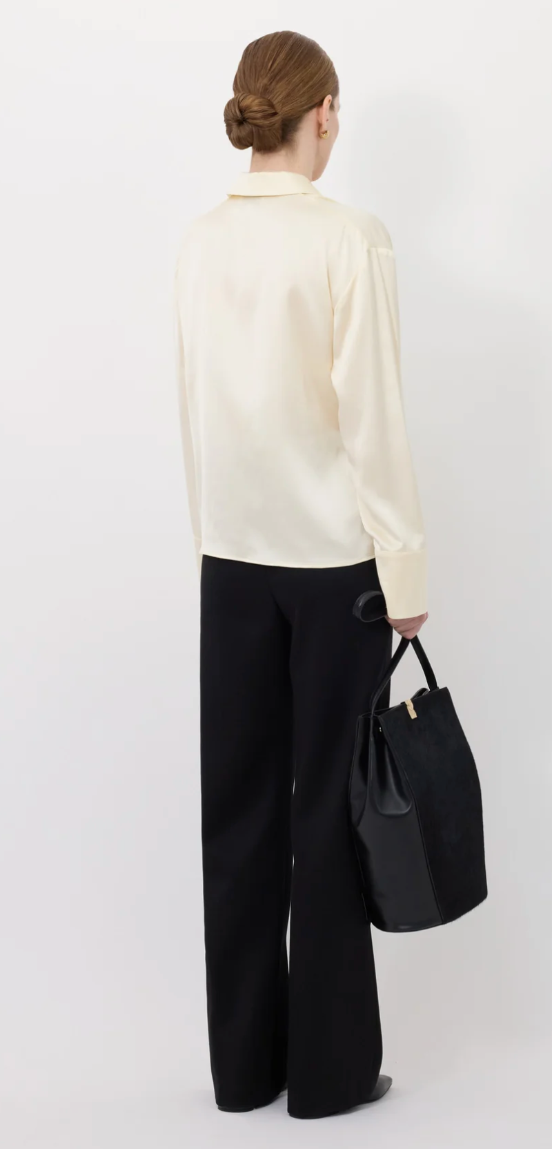 Loulou De Saison Blouse Persia Satin Blouse, Ivory Soho-Boutique