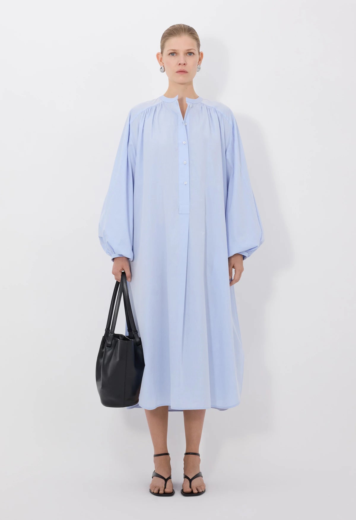Loulou De Saison Dress Vitti Cotton Poplin Dress, Storm Soho-Boutique