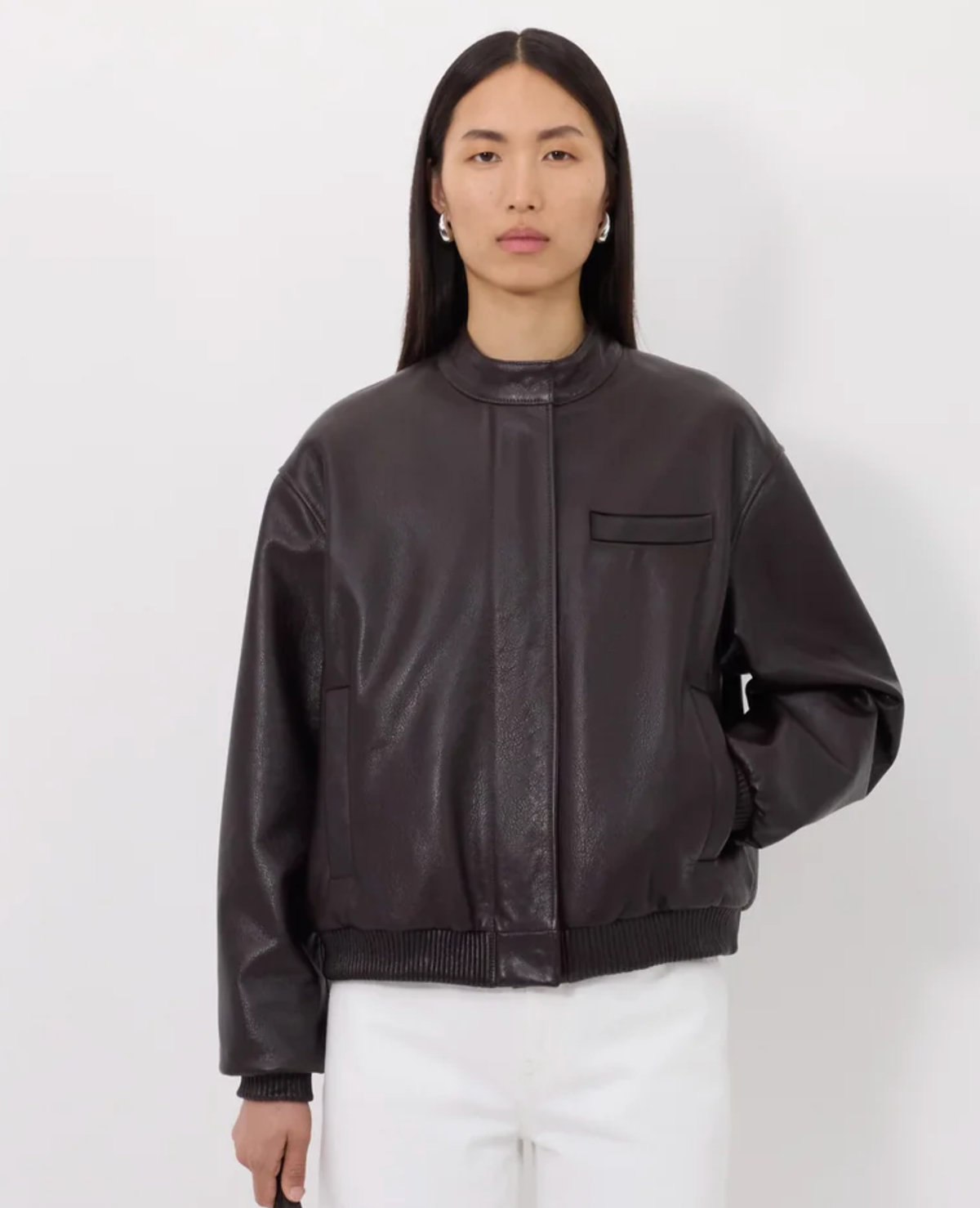 Loulou De Saison Jacket Marlow Leather Bomber Jacket, Coffee Soho-Boutique