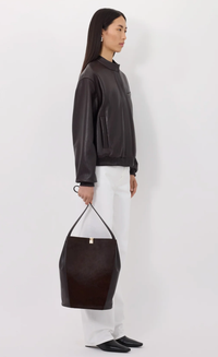 Loulou De Saison Jacket Marlow Leather Bomber Jacket, Coffee Soho-Boutique