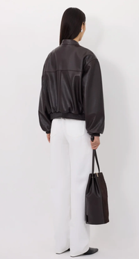 Loulou De Saison Jacket Marlow Leather Bomber Jacket, Coffee Soho-Boutique
