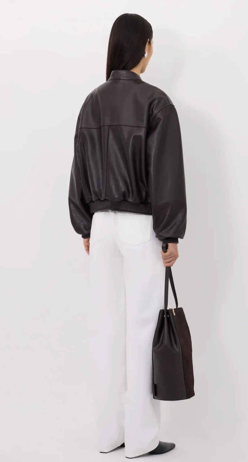 Loulou De Saison Jacket Marlow Leather Bomber Jacket, Coffee Soho-Boutique