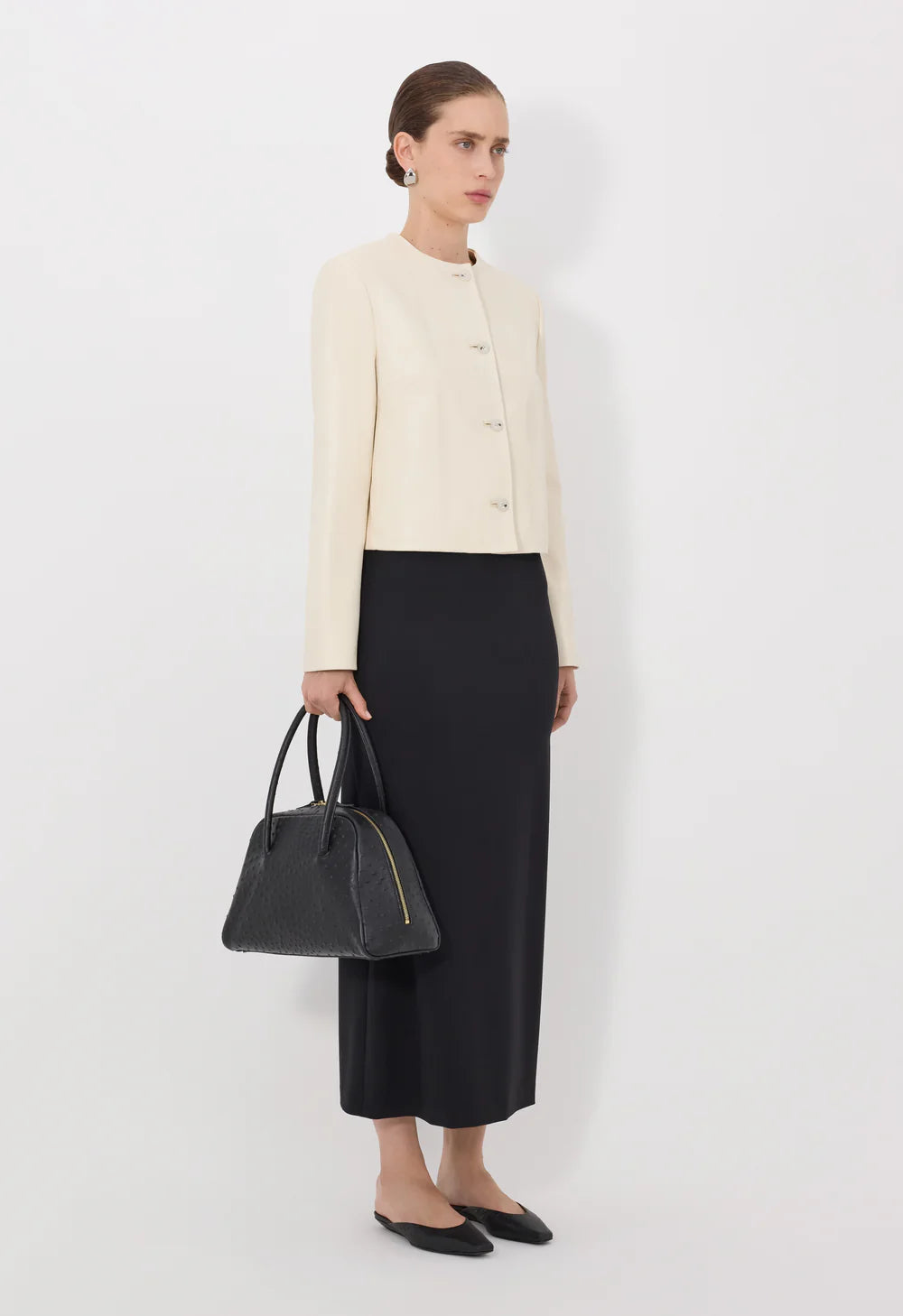 Loulou De Saison Jacket Raho Leather Jacket, Ivory Soho-Boutique