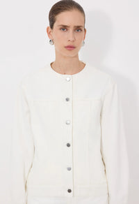 Loulou De Saison Jacket Rima Denim Jacket, Ivory Soho-Boutique