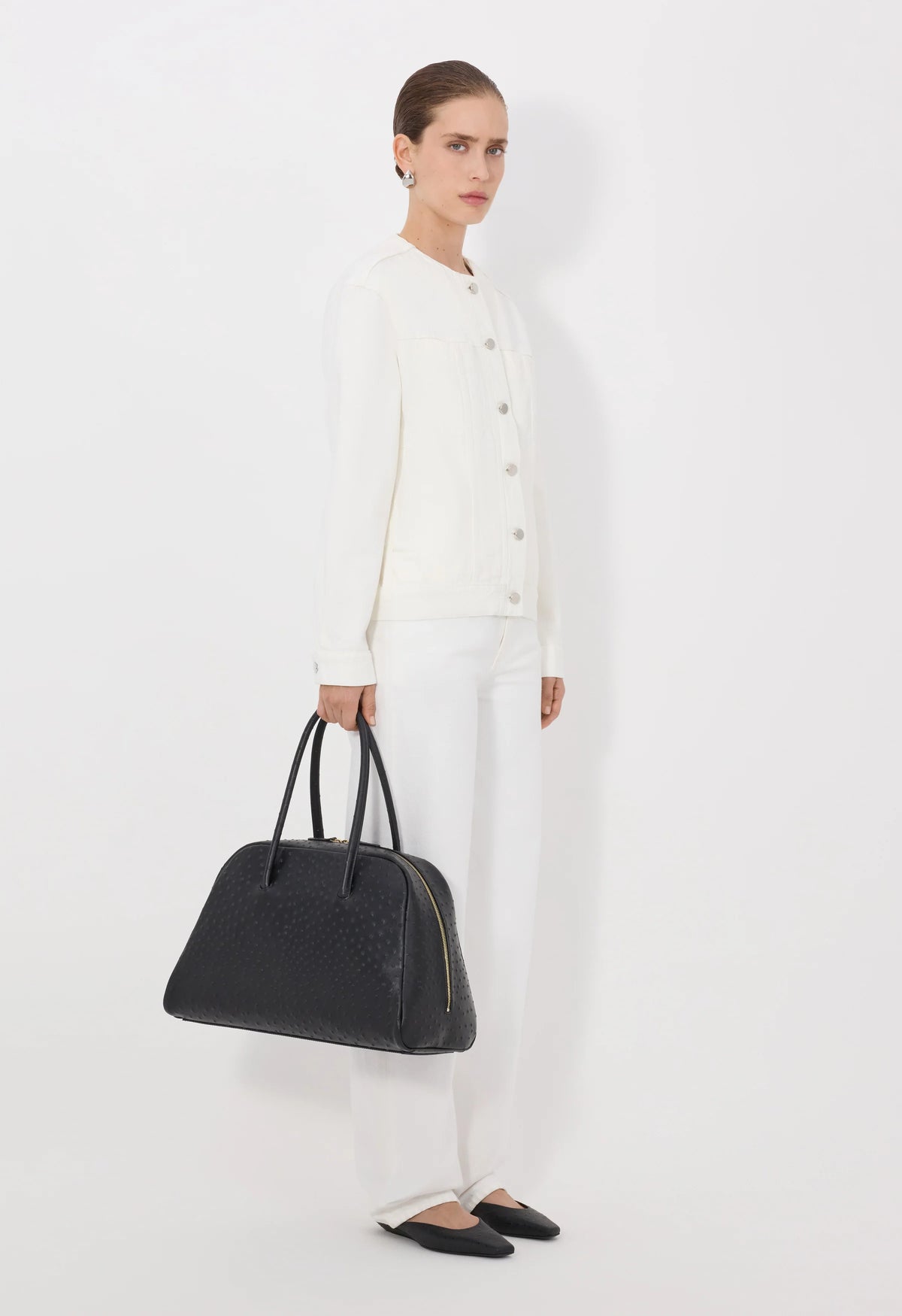 Loulou De Saison Jacket Rima Denim Jacket, Ivory Soho-Boutique