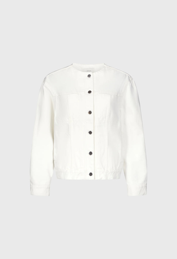 Loulou De Saison Jacket Rima Denim Jacket, Ivory Soho-Boutique