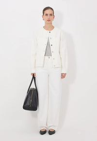 Loulou De Saison Jacket Rima Denim Jacket, Ivory Soho-Boutique