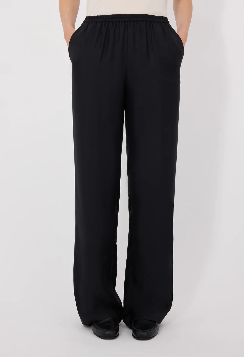 Loulou De Saison Pants Alera Silk Twill Trousers, Black Soho-Boutique