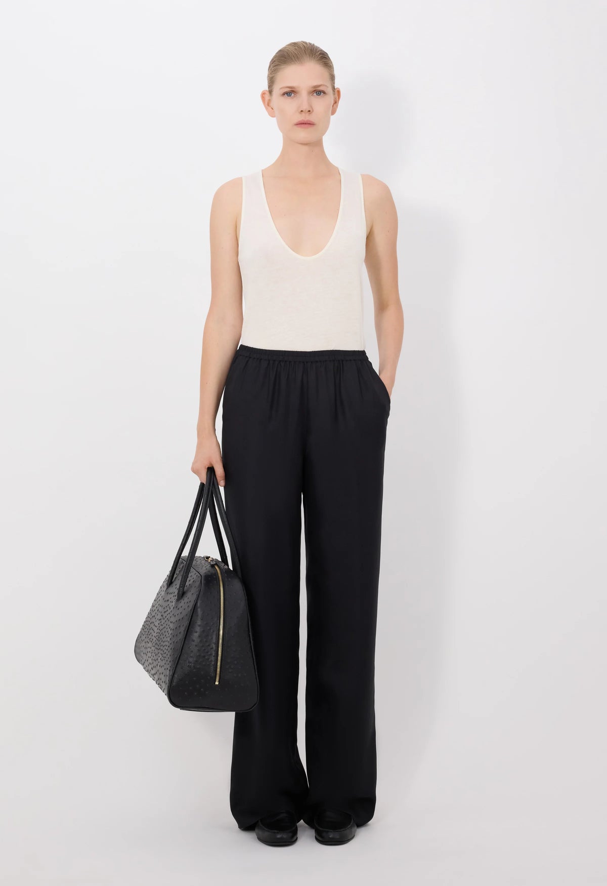 Loulou De Saison Pants Alera Silk Twill Trousers, Black Soho-Boutique