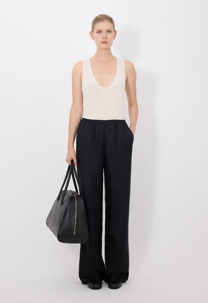 Loulou De Saison Pants Alera Silk Twill Trousers, Black Soho-Boutique