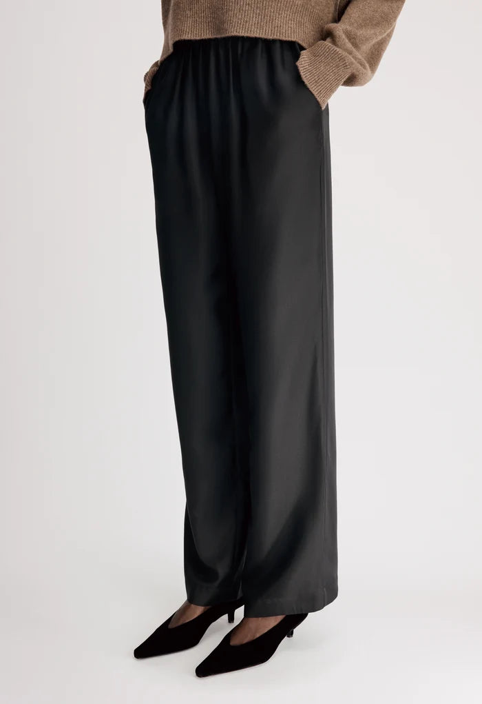 Loulou De Saison Pants Alera Silk Twill Trousers, Black Soho-Boutique