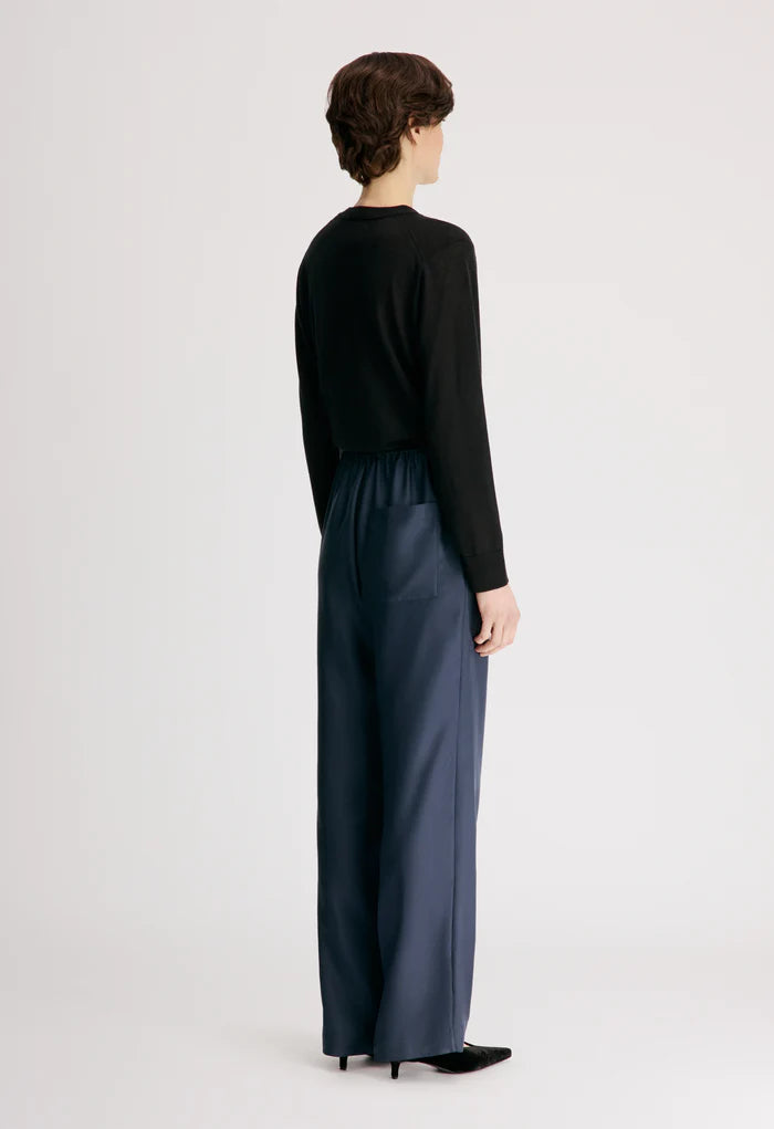 Loulou De Saison Pants Alera Silk Twill Trousers, Navy Soho-Boutique