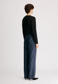 Loulou De Saison Pants Alera Silk Twill Trousers, Navy Soho-Boutique