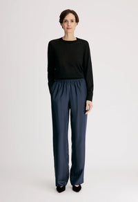 Loulou De Saison Pants Alera Silk Twill Trousers, Navy Soho-Boutique