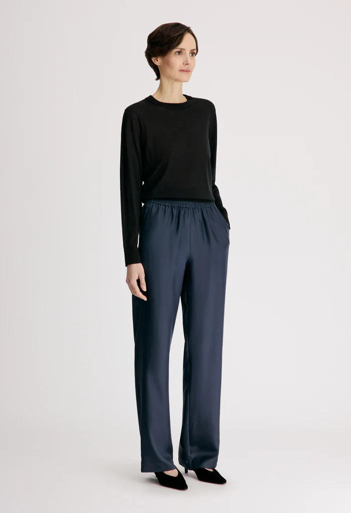 Loulou De Saison Pants Alera Silk Twill Trousers, Navy Soho-Boutique