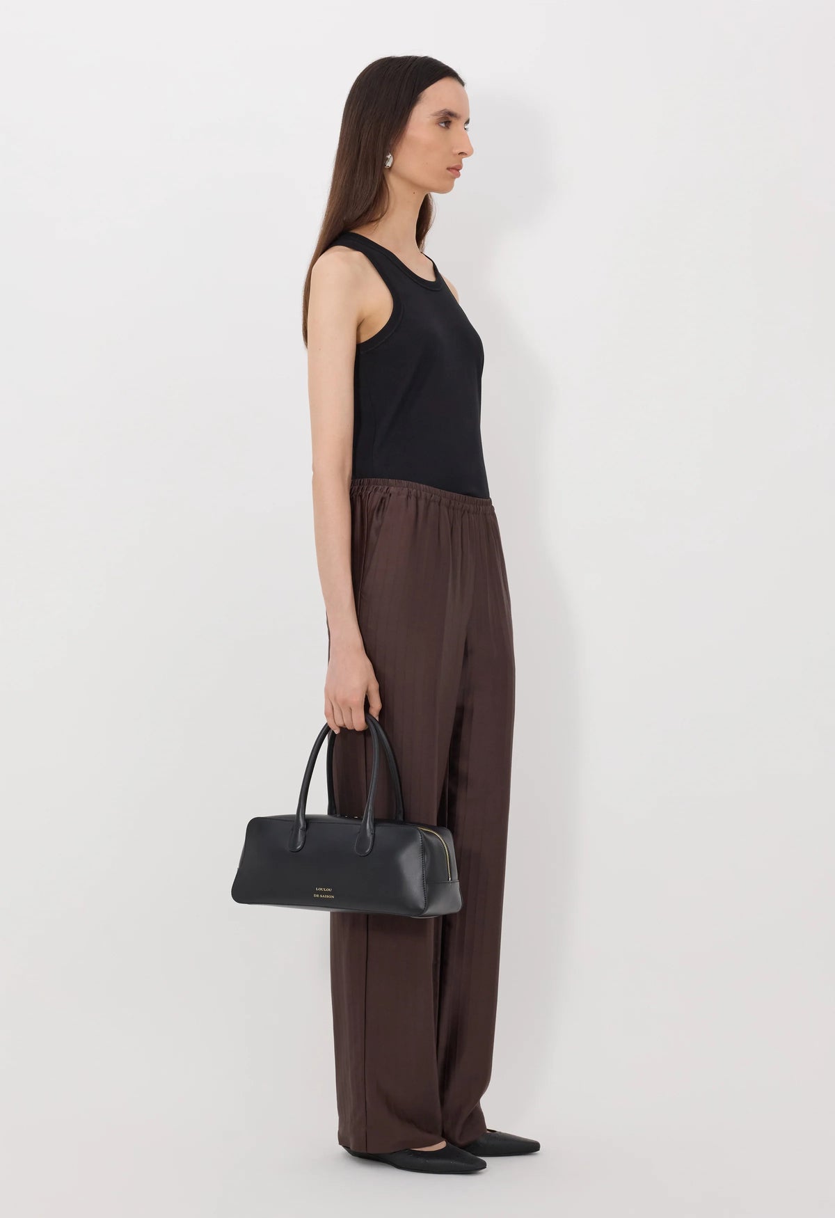 Loulou De Saison Pants Kadala Silk Blend Trousers, Dark Brown Soho-Boutique