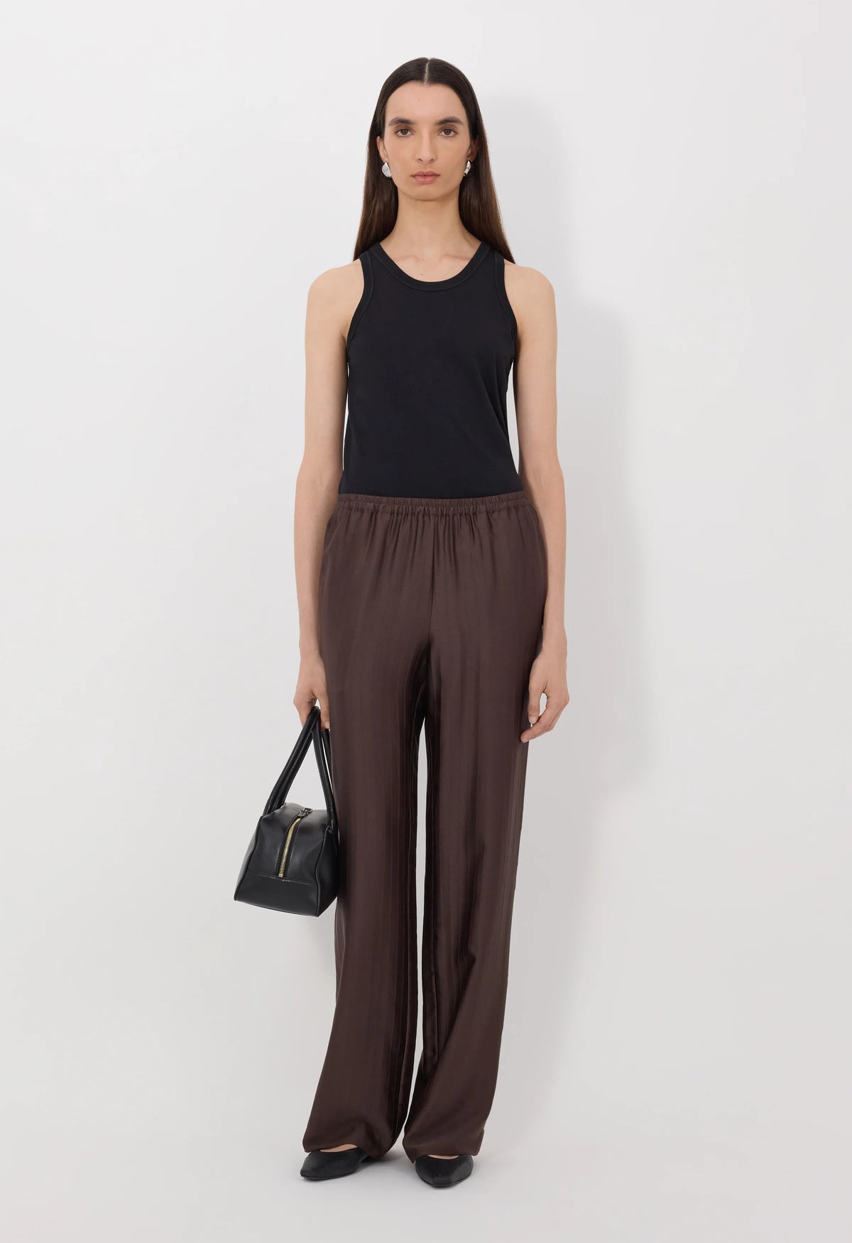 Loulou De Saison Pants Kadala Silk Blend Trousers, Dark Brown Soho-Boutique