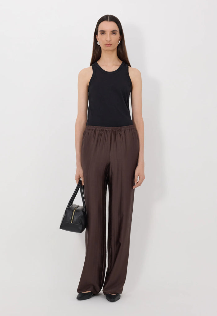 Loulou De Saison Pants Kadala Silk Blend Trousers, Dark Brown Soho-Boutique