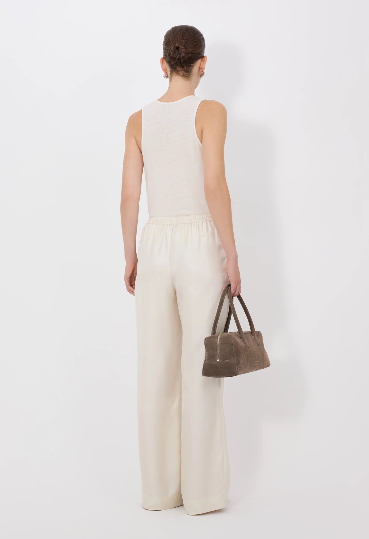 Loulou De Saison Pants Lars Silk Twill Trousers, Ivory Soho-Boutique