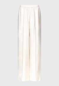Loulou De Saison Pants Lars Silk Twill Trousers, Ivory Soho-Boutique