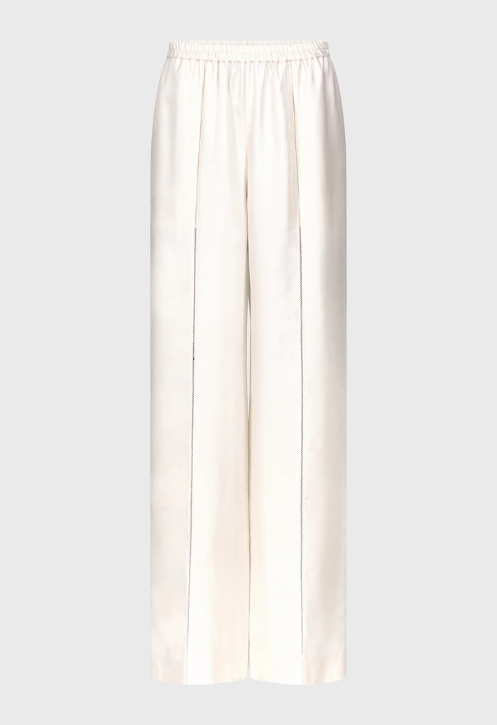Loulou De Saison Pants Lars Silk Twill Trousers, Ivory Soho-Boutique