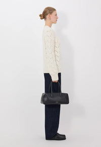 Loulou De Saison Sweater Clyde Cashmere Crochet Sweater, Ivory Soho-Boutique
