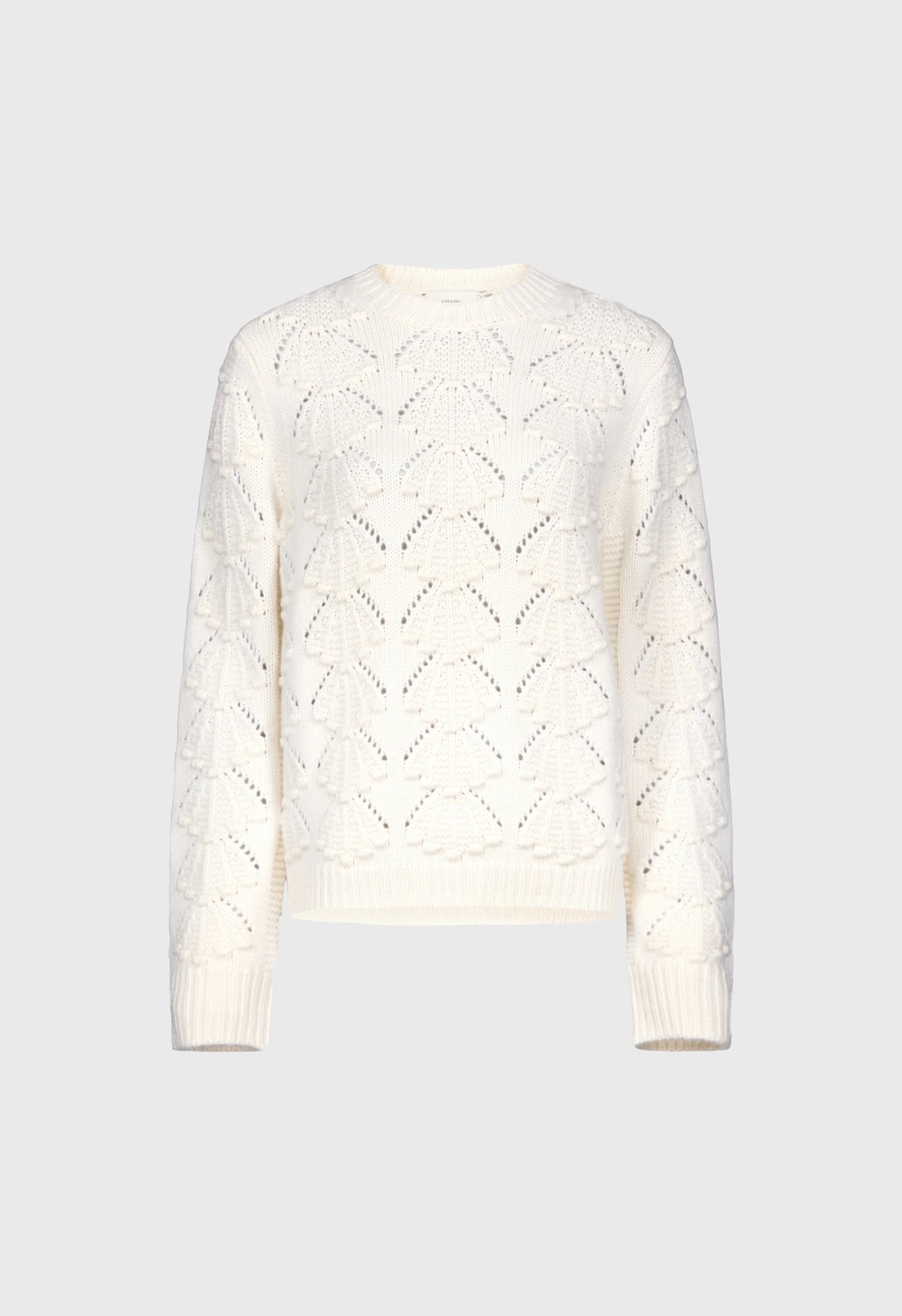 Loulou De Saison Sweater Clyde Cashmere Crochet Sweater, Ivory Soho-Boutique