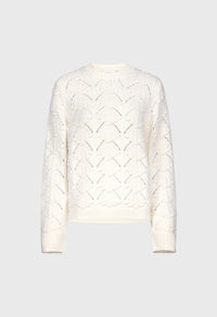 Loulou De Saison Sweater Clyde Cashmere Crochet Sweater, Ivory Soho-Boutique