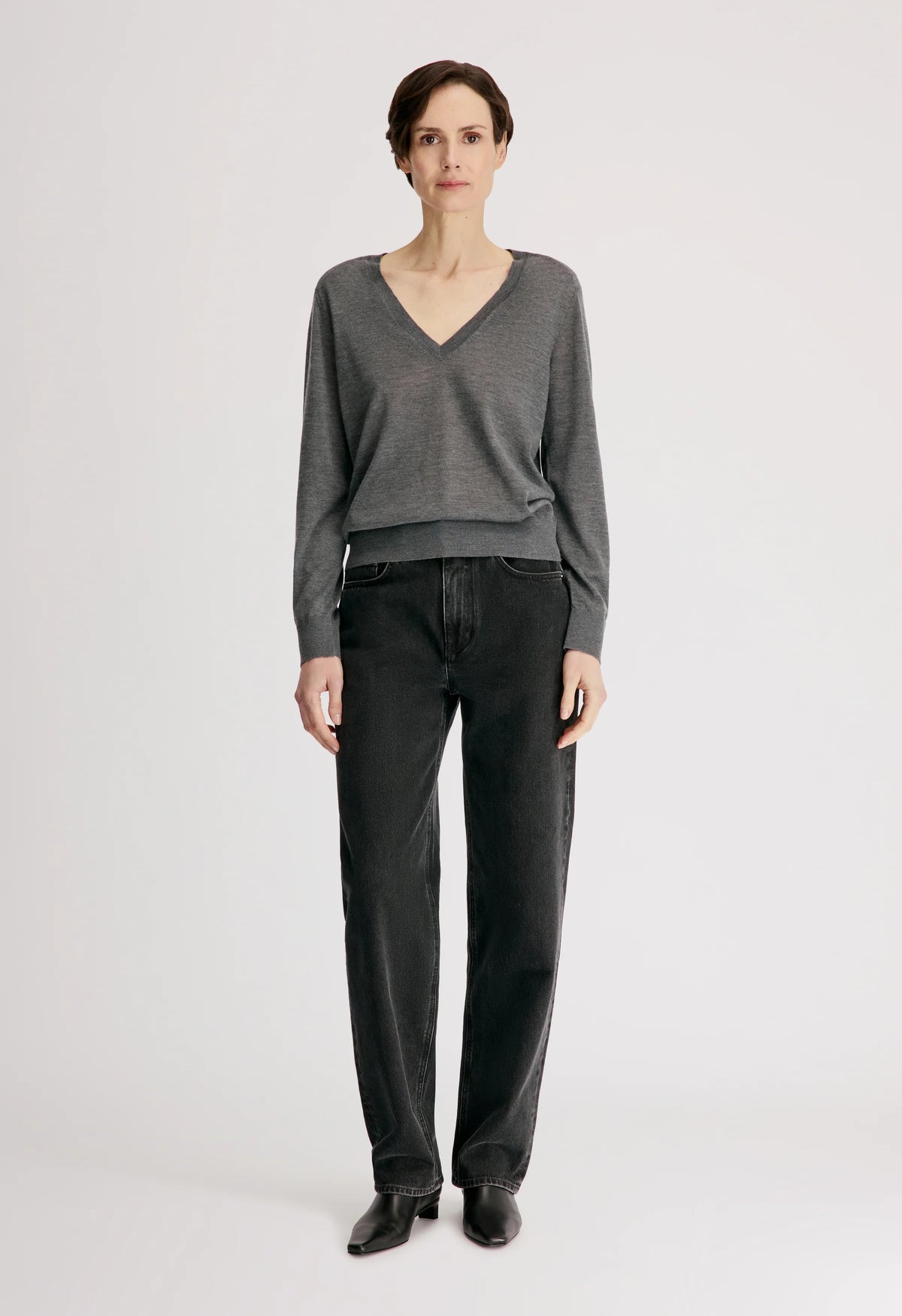 Loulou De Saison Sweater Julio Cashmere Sweater, Anthracite Melange Soho-Boutique