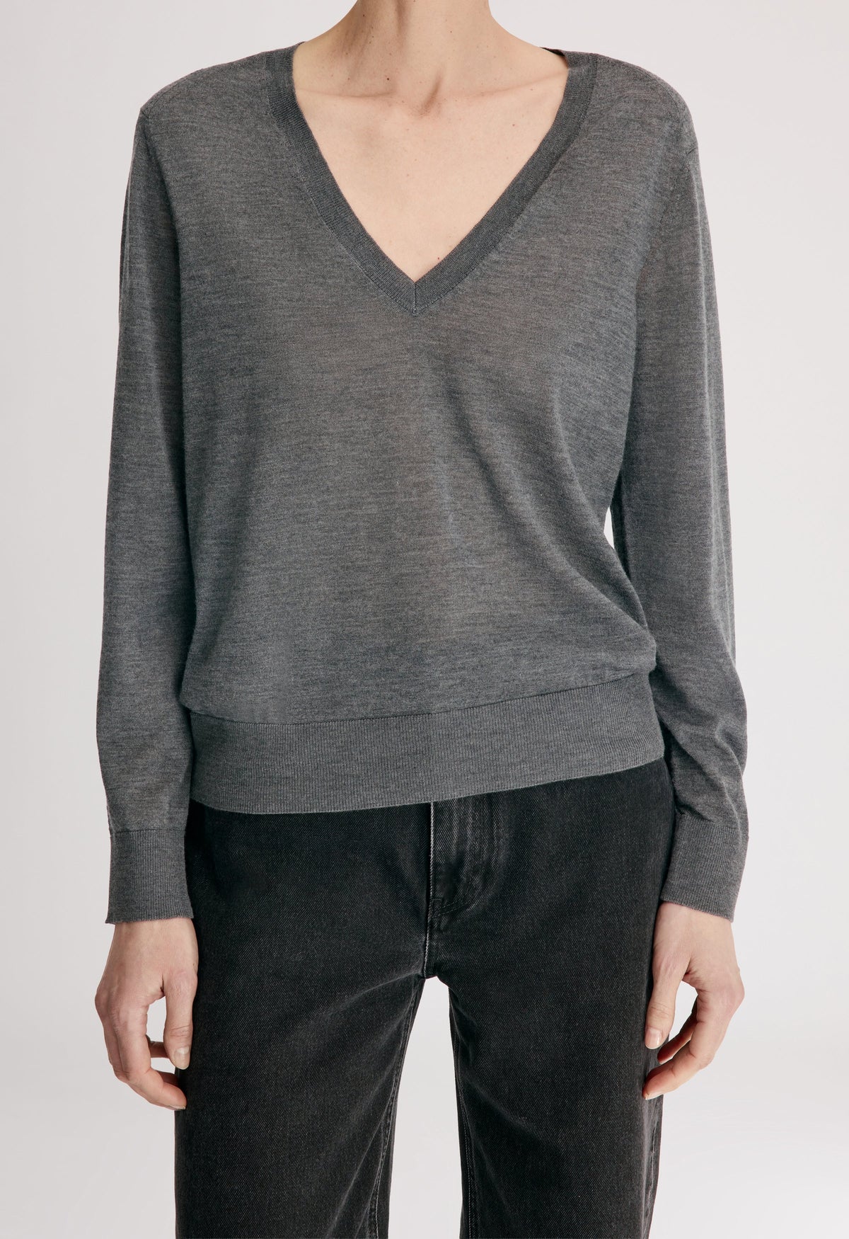 Loulou De Saison Sweater Julio Cashmere Sweater, Anthracite Melange Soho-Boutique