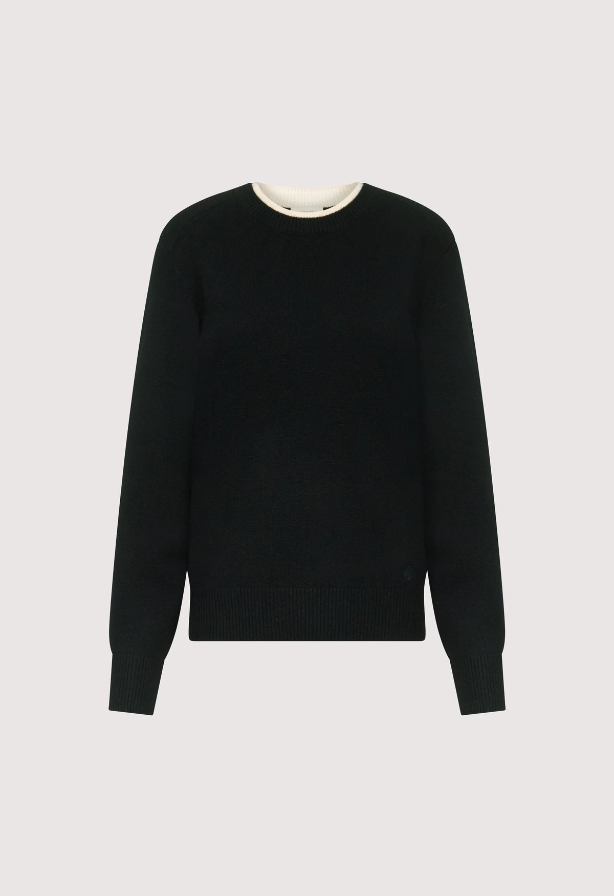 Loulou De Saison Sweater Otis Bicolor Cashmere Sweater, Black Ivory Soho-Boutique
