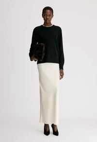 Loulou De Saison Sweater Otis Bicolor Cashmere Sweater, Black Ivory Soho-Boutique