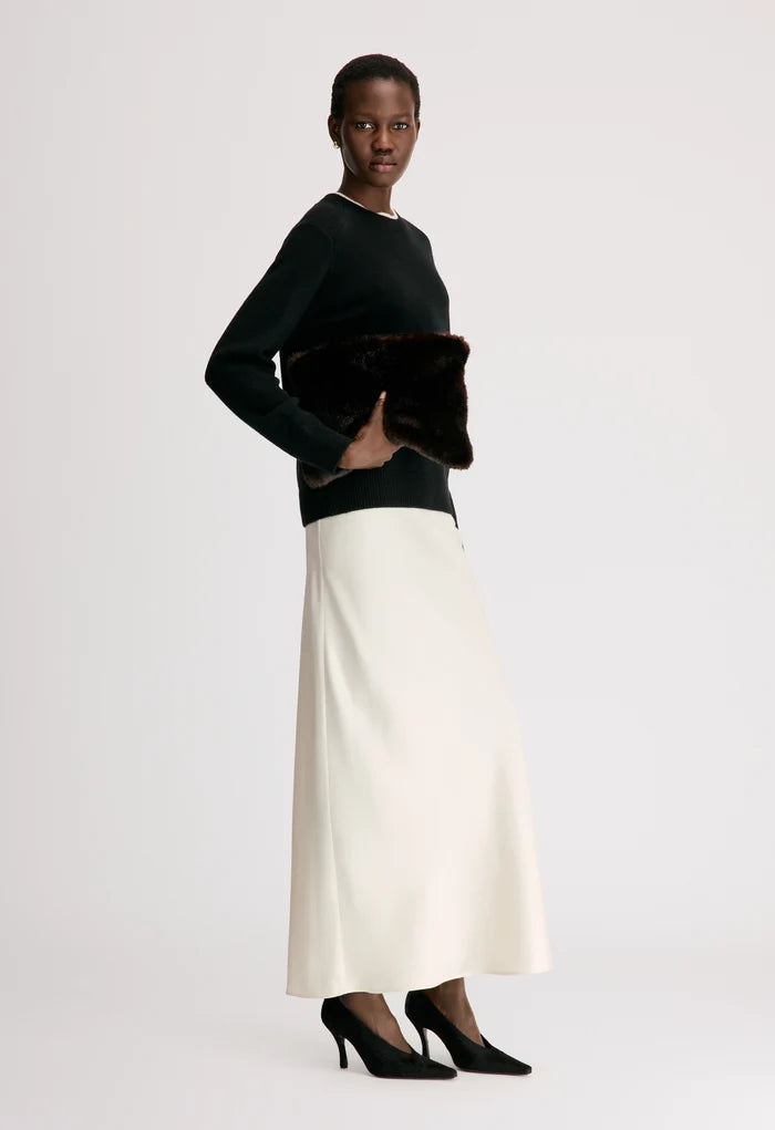 Loulou De Saison Sweater Otis Bicolor Cashmere Sweater, Black Ivory Soho-Boutique
