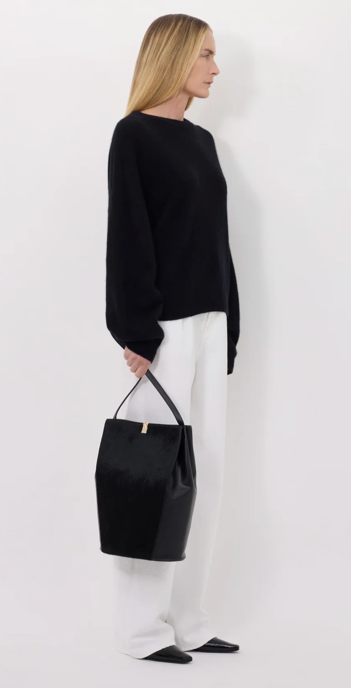 Loulou De Saison Sweater Tristan Loose Fit Sweater, Black Soho-Boutique