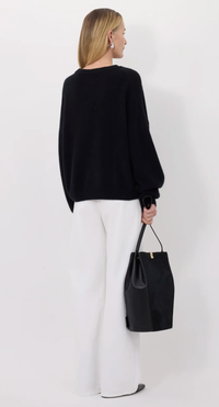 Loulou De Saison Sweater Tristan Loose Fit Sweater, Black Soho-Boutique