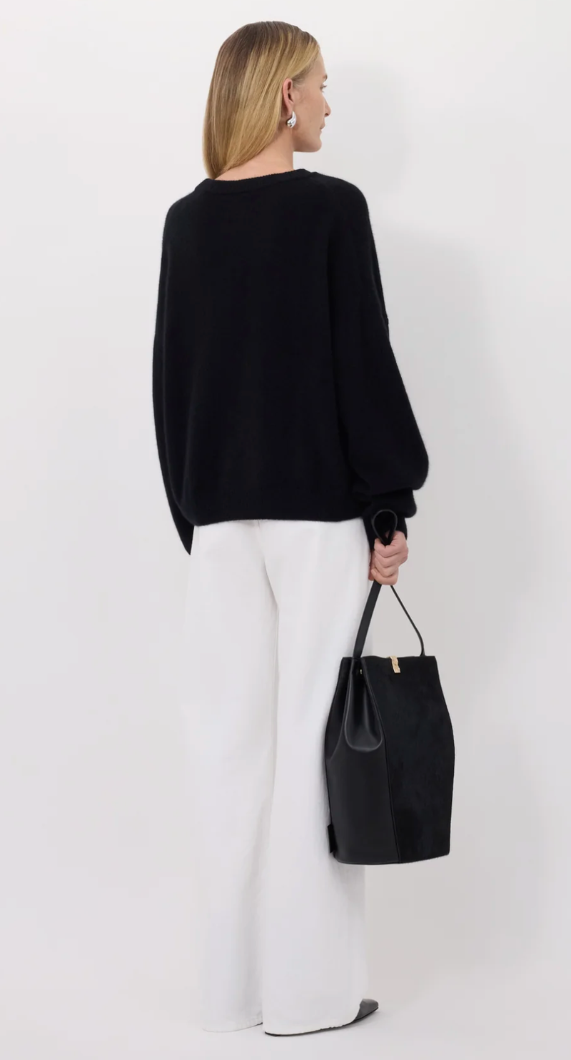 Loulou De Saison Sweater Tristan Loose Fit Sweater, Black Soho-Boutique