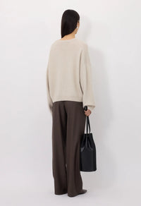 Loulou De Saison Sweater Tristan Loose Fit Sweater, Stone Melange Soho-Boutique