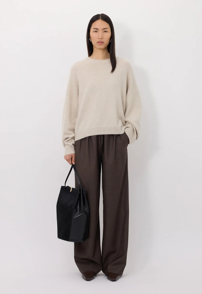 Loulou De Saison Sweater Tristan Loose Fit Sweater, Stone Melange Soho-Boutique