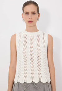 Loulou De Saison Tank Vittoria Tank Top, Ivory Soho-Boutique