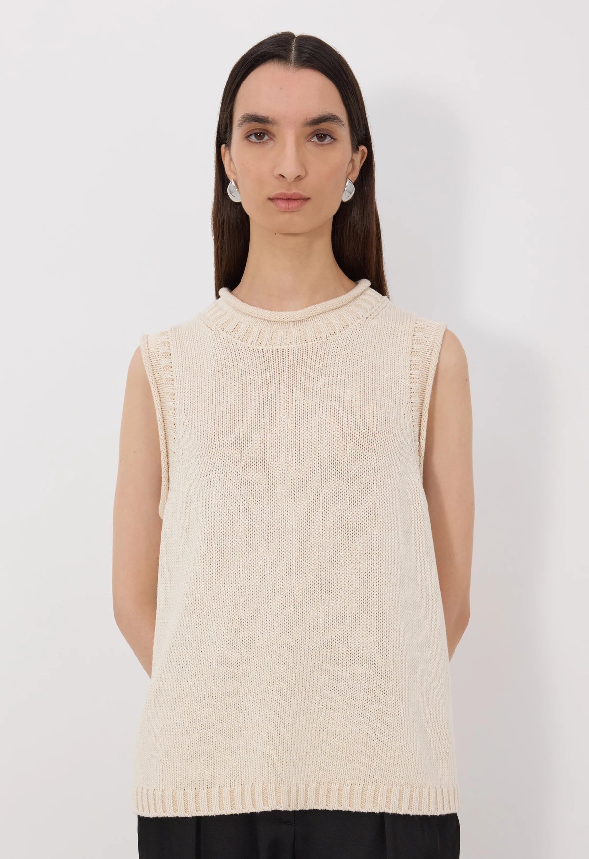 Loulou De Saison Top Effy Sweater Vest, Natural Soho-Boutique