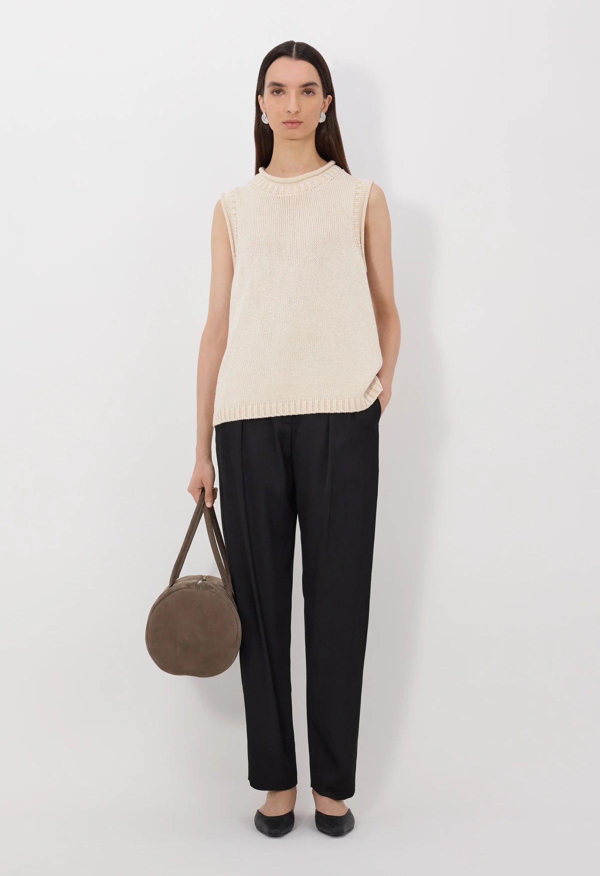 Loulou De Saison Top Effy Sweater Vest, Natural Soho-Boutique