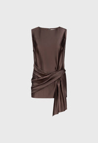 Loulou De Saison Top Fonda Draped Top, Dark Brown Soho-Boutique