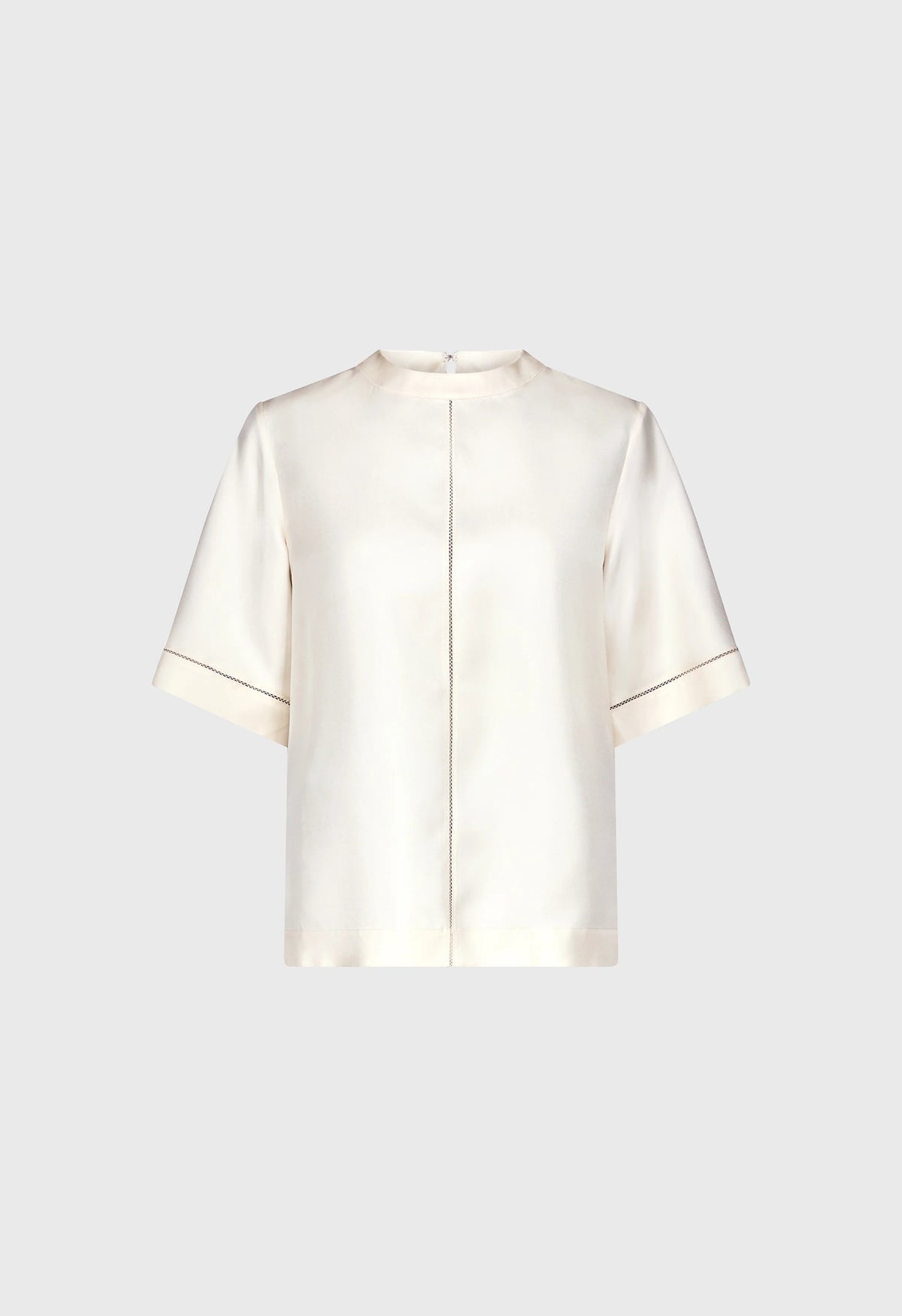 Loulou De Saison Top Havana Silk Twill Top, Ivory Soho-Boutique