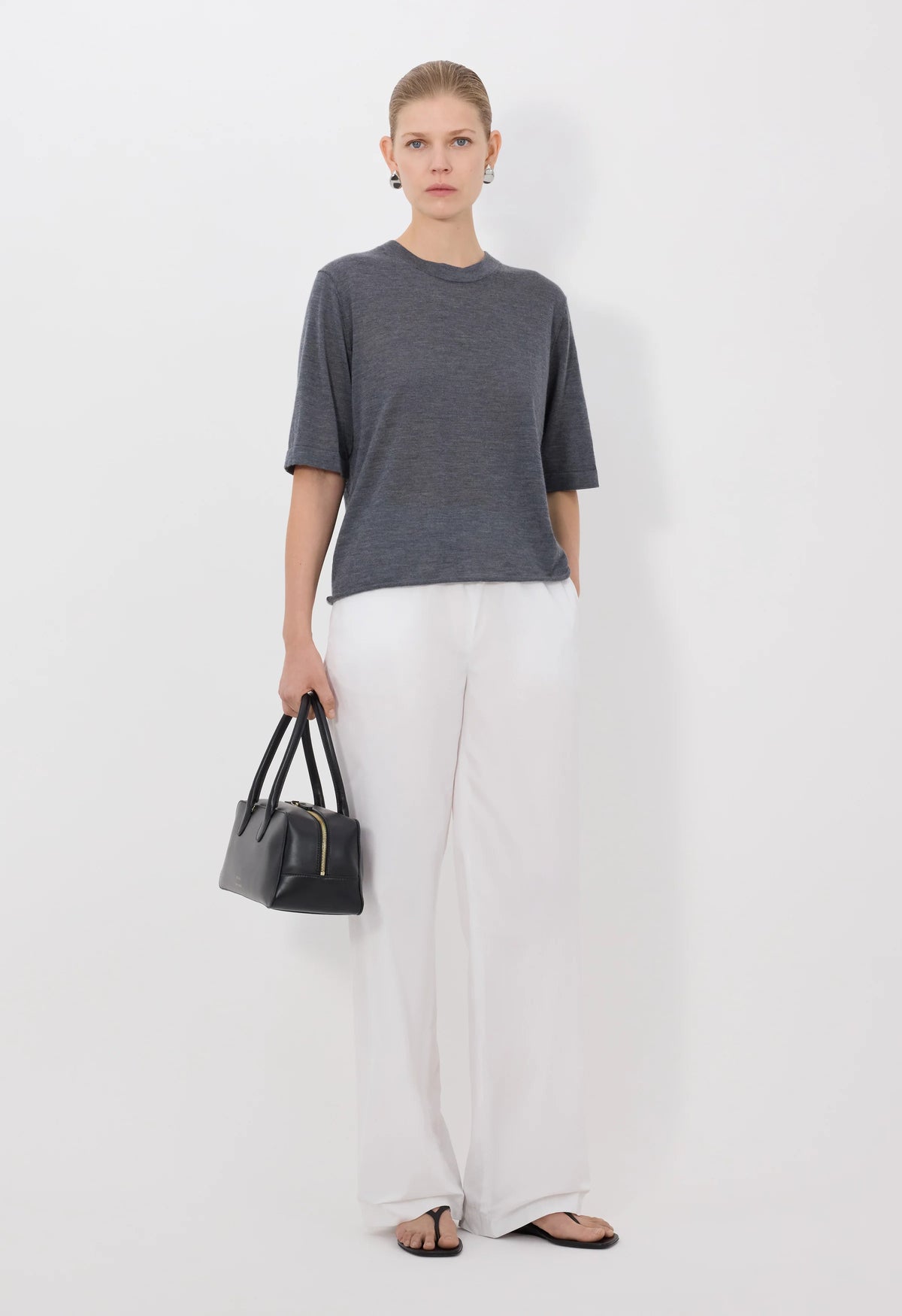 Loulou De Saison Top Nala Short Sleeve Top, Anthracite Soho-Boutique