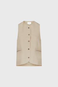 Loulou De Saison Top Paco Tailored Waistcoat, Beige Soho-Boutique