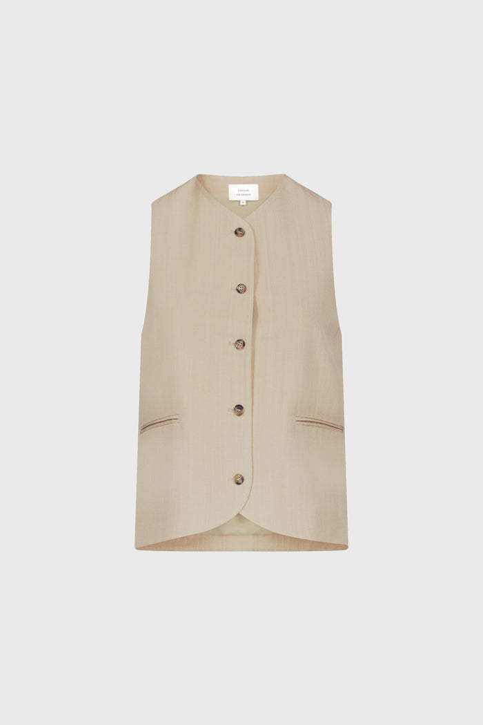 Loulou De Saison Top Paco Tailored Waistcoat, Beige Soho-Boutique