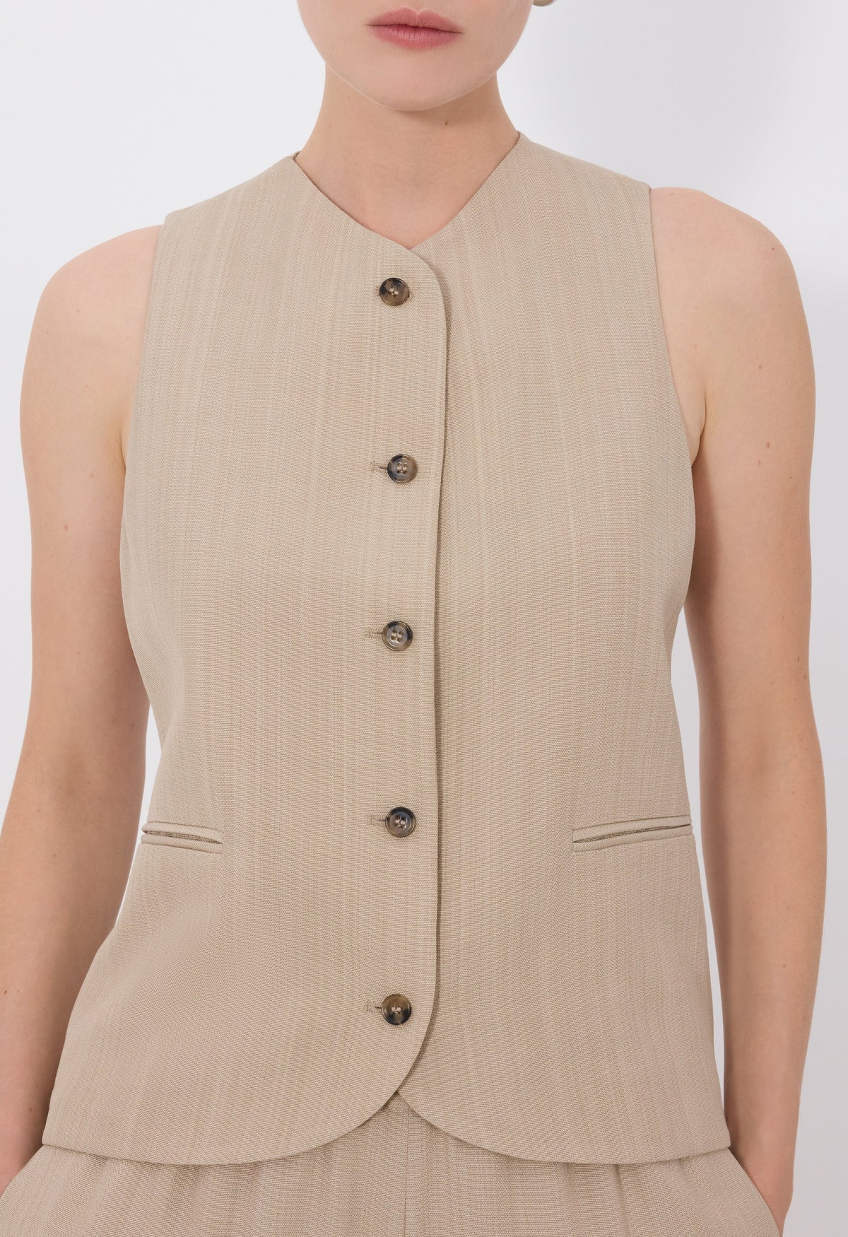 Loulou De Saison Top Paco Tailored Waistcoat, Beige Soho-Boutique