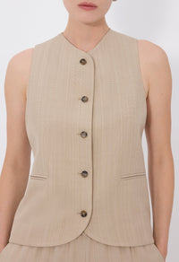 Loulou De Saison Top Paco Tailored Waistcoat, Beige Soho-Boutique